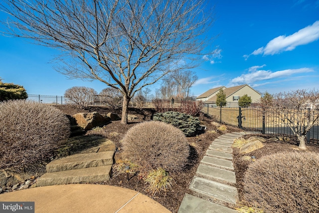 view of yard featuring fence