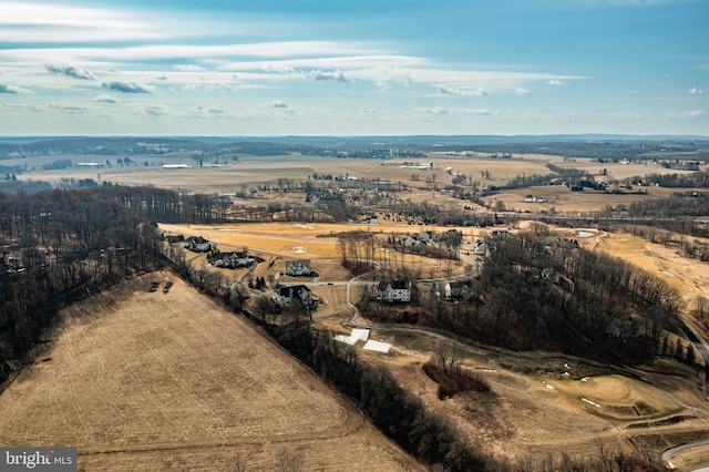 bird's eye view featuring a rural view