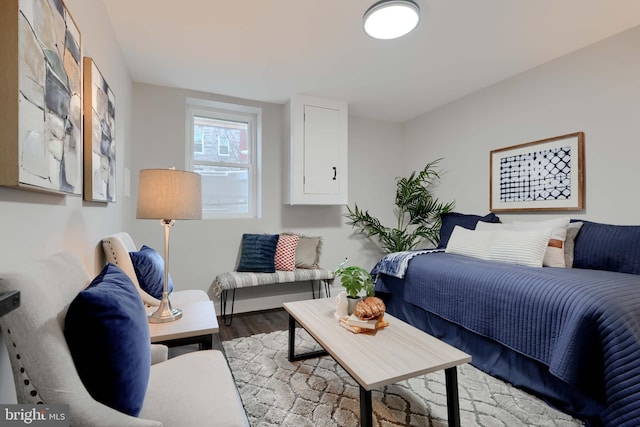 bedroom featuring light wood-style flooring