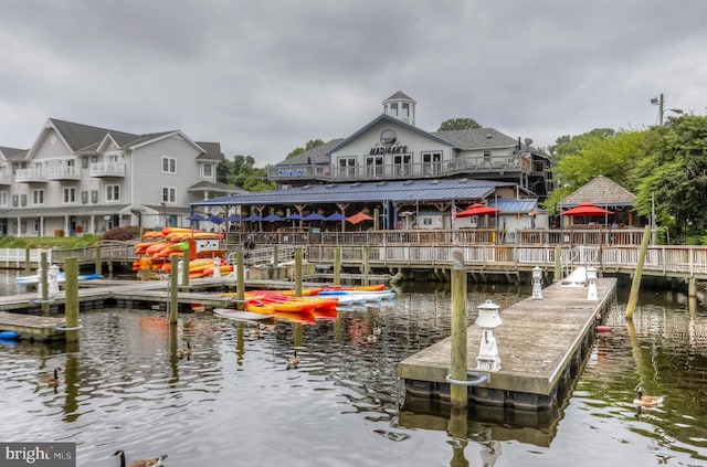 view of dock featuring a water view