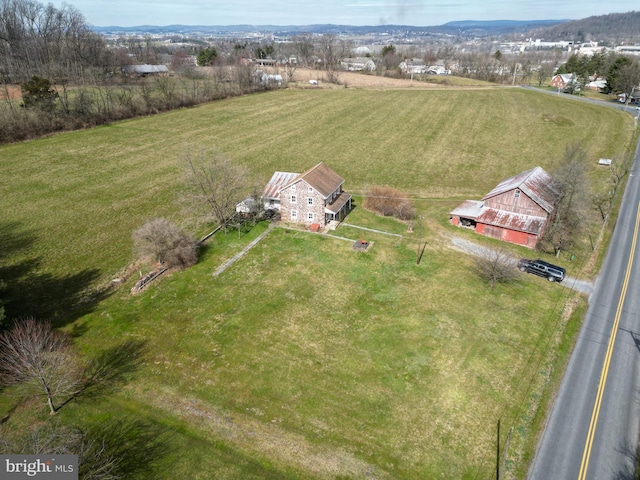 drone / aerial view featuring a rural view