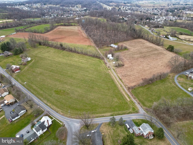 aerial view featuring a rural view