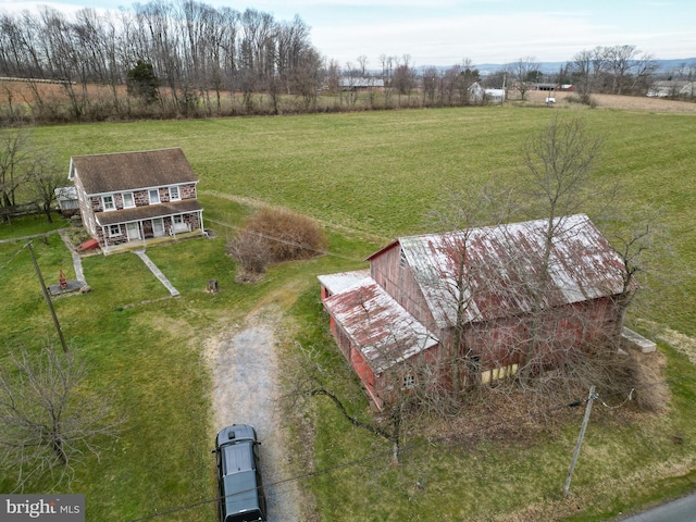 aerial view featuring a rural view