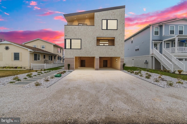 contemporary home with driveway