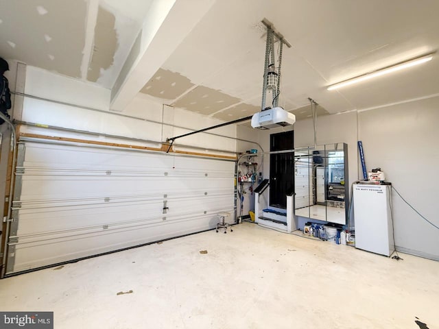 garage with a garage door opener