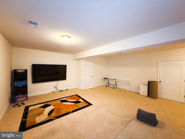 interior space with visible vents and carpet floors