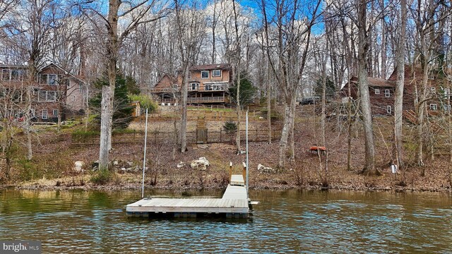 view of dock featuring a water view