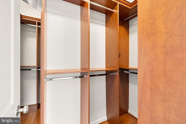 walk in closet featuring wood finished floors