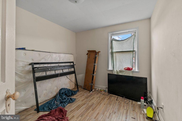 bedroom with light hardwood / wood-style flooring