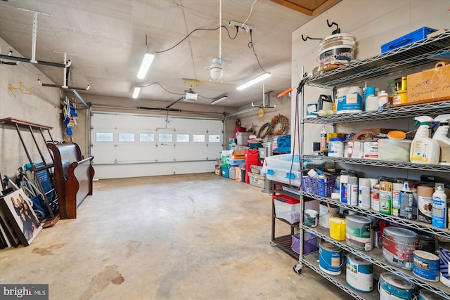 garage with a garage door opener