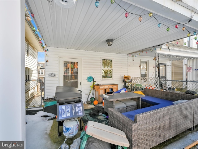 view of patio featuring an outdoor hangout area