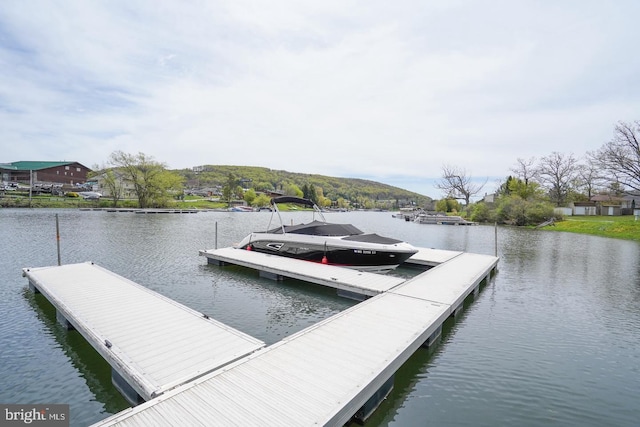 view of dock featuring a water view