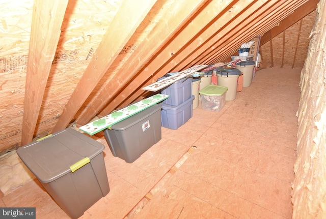 view of unfinished attic