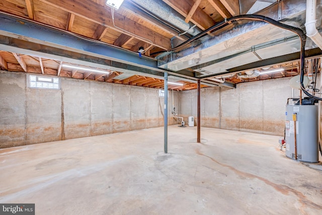 basement with water heater