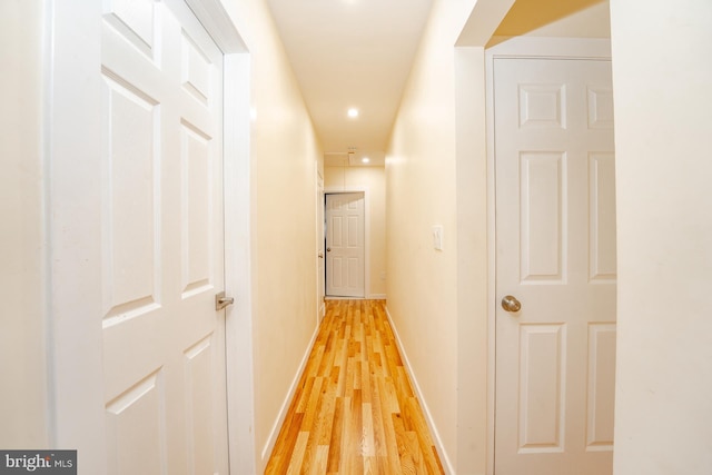 corridor with light wood-type flooring