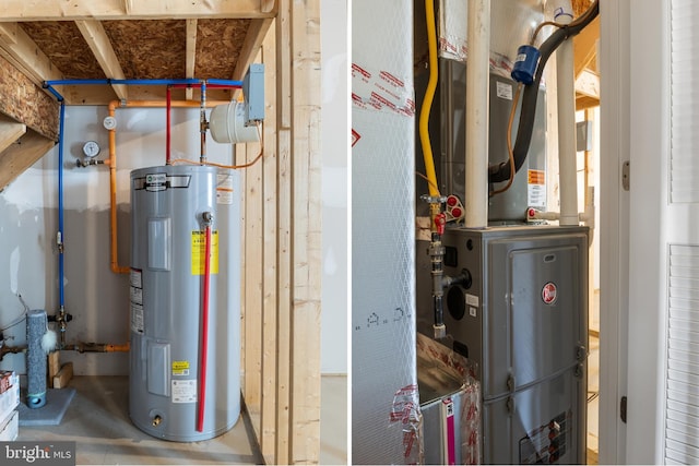 utility room with electric water heater