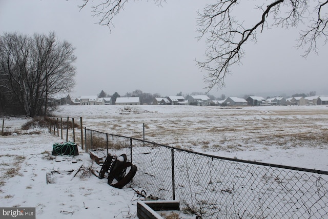 view of yard covered in snow