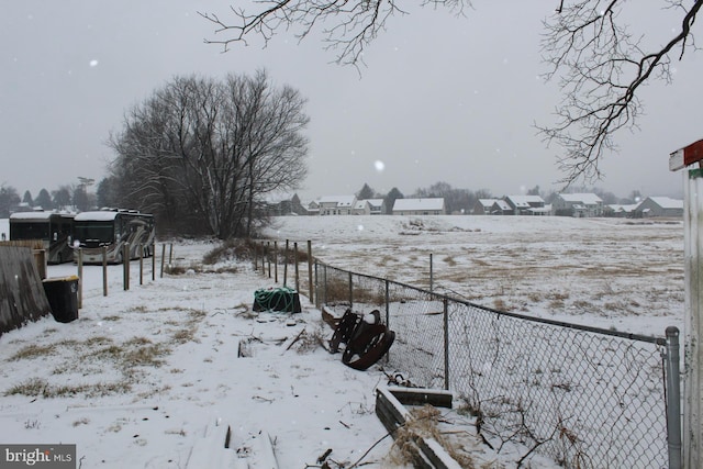 view of yard covered in snow