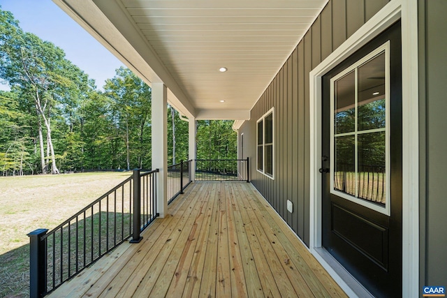 deck featuring covered porch