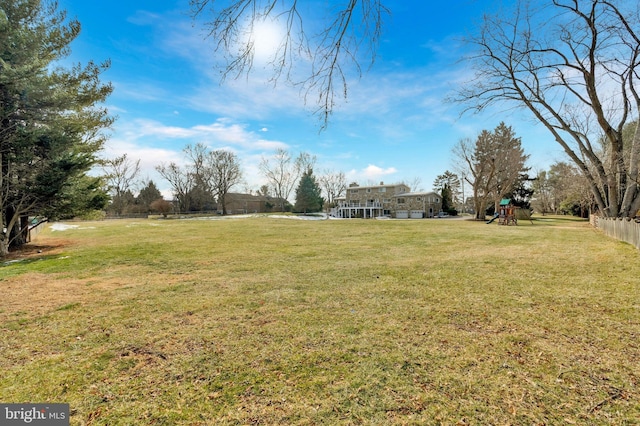 view of yard with a playground