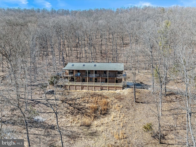 606 Rocky Branch Rd, Baker, WV 26801 - bird's eye view with a wooded view