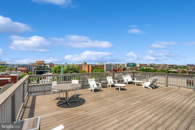 deck featuring a city view