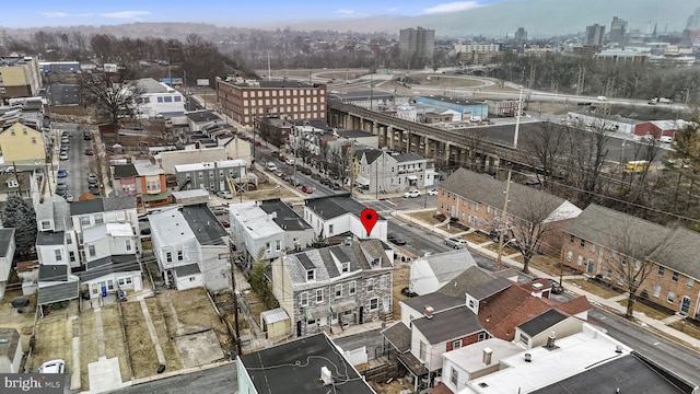 birds eye view of property featuring a view of city