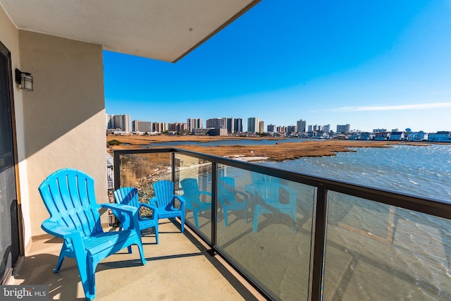 balcony with a water view