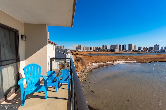 balcony with a view of city