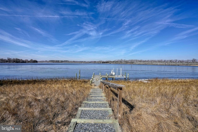 dock area featuring a water view