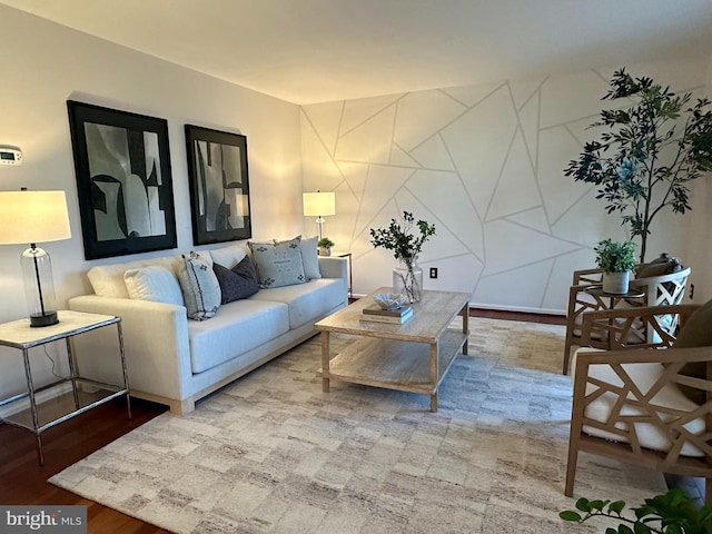 living area with wood finished floors