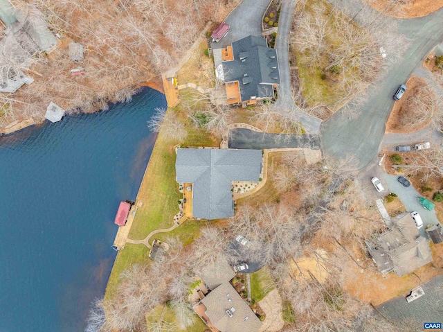 bird's eye view featuring a water view