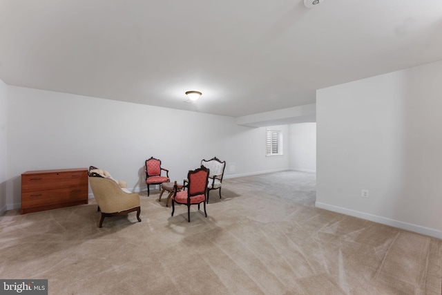 sitting room with light carpet