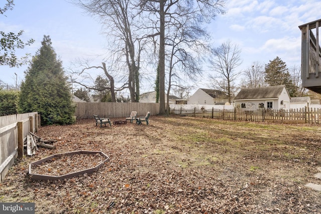 view of yard featuring a fenced backyard