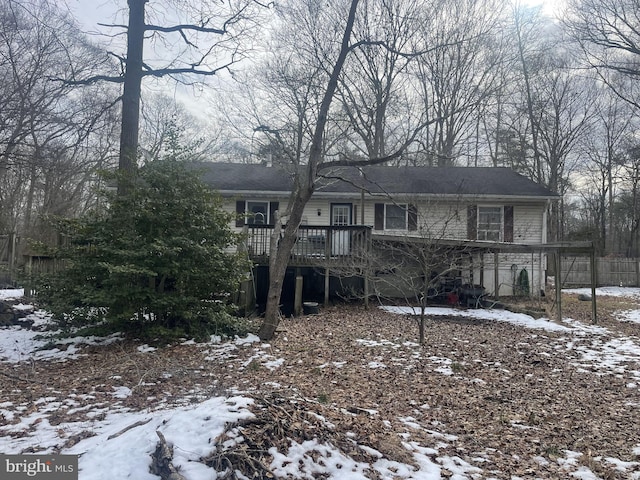 view of front of property featuring a deck