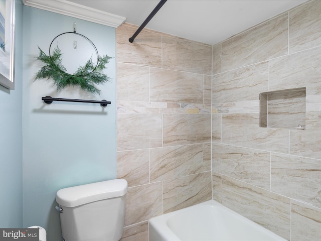 bathroom with shower / bathing tub combination and toilet