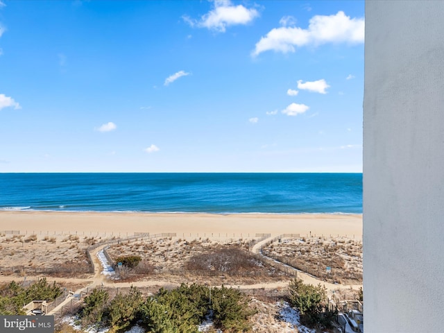 property view of water with a beach view