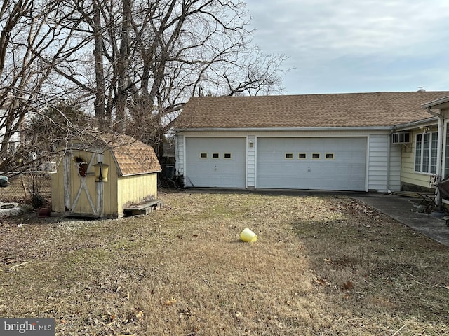 garage with a storage unit