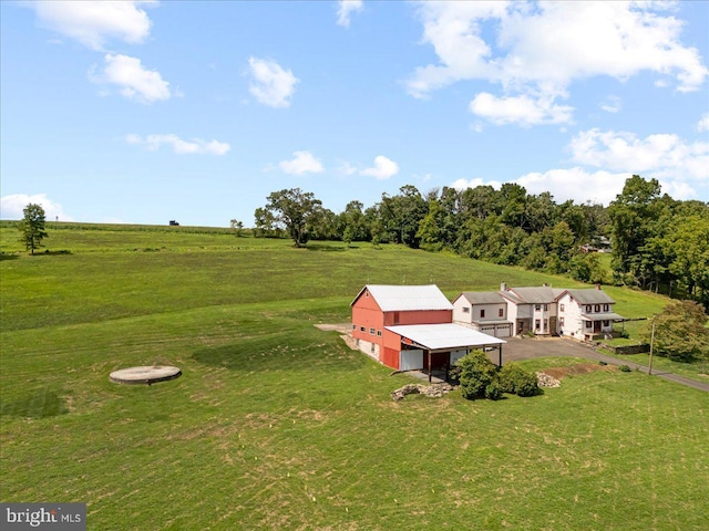 drone / aerial view with a rural view