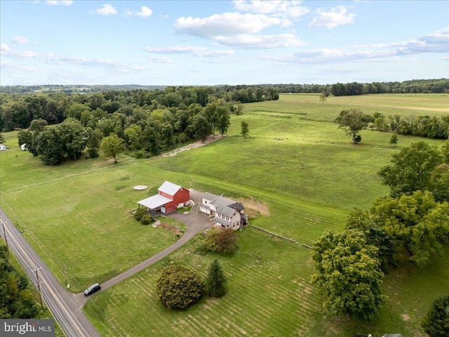 aerial view with a rural view