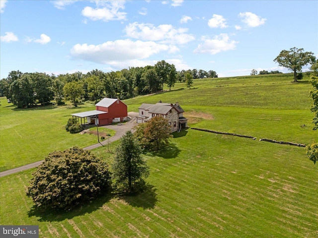 drone / aerial view featuring a rural view