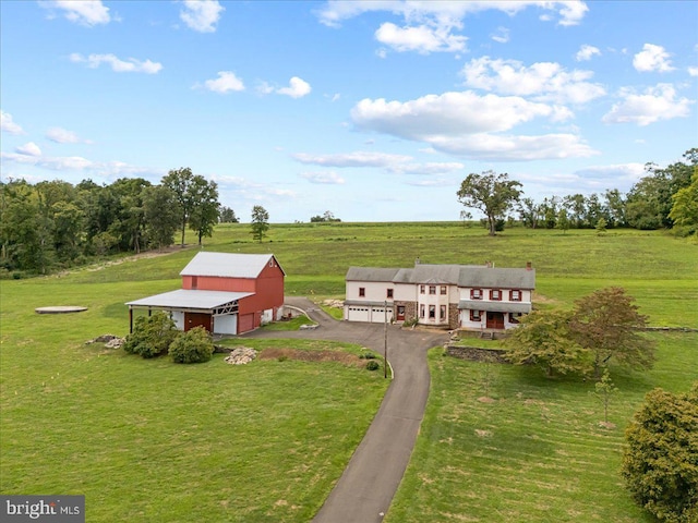 bird's eye view featuring a rural view