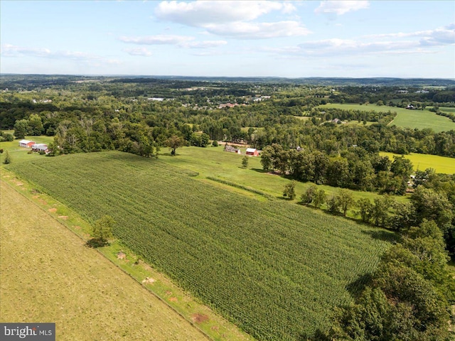 birds eye view of property with a rural view