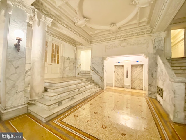 building lobby with stairway