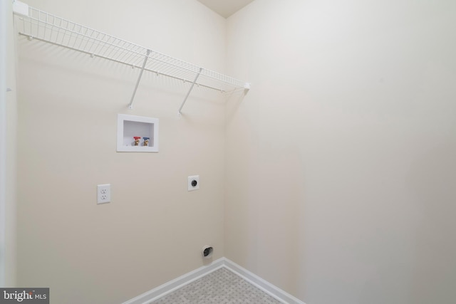 washroom featuring electric dryer hookup and hookup for a washing machine