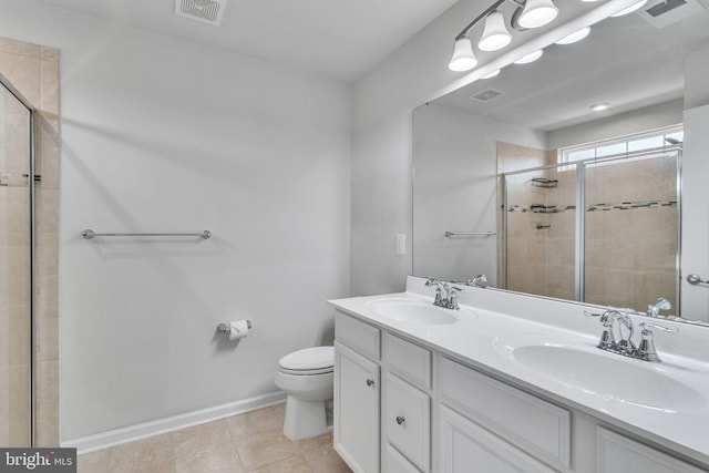 full bath featuring toilet, a sink, and visible vents