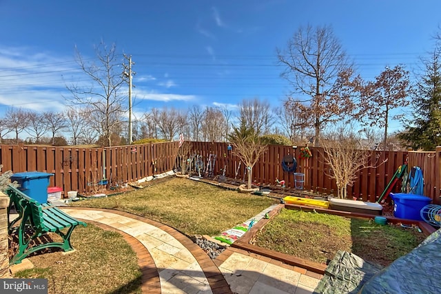 view of yard featuring a fenced backyard