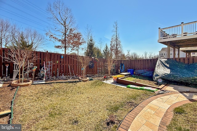 view of yard featuring a fenced backyard