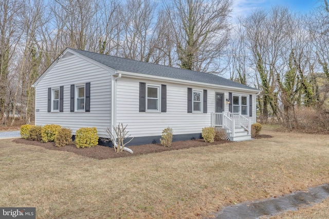 ranch-style home with a front yard