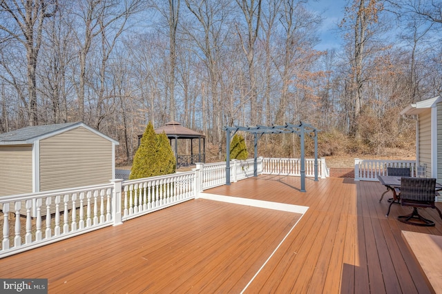 deck with a gazebo